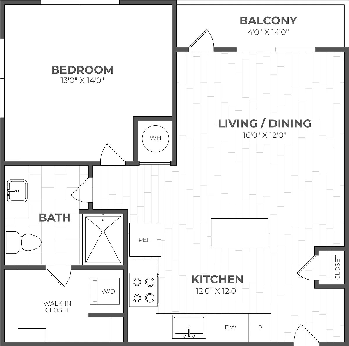 Floor plan 1 Bed/1 Bath-1D