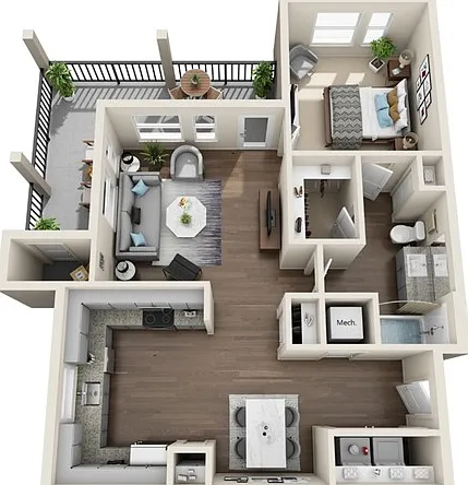 One Bedroom, 805 sqft, Full-Sized Washer/Dryer, Corner Patio/Balcony, Walk-in Closet One Bedroom, 805 sqft, Full-Sized Washer/Dryer, Corner Patio/Balcony, Walk-in Closet