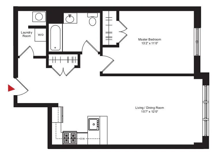 Floor plan aa2 1 Bed/1Bath