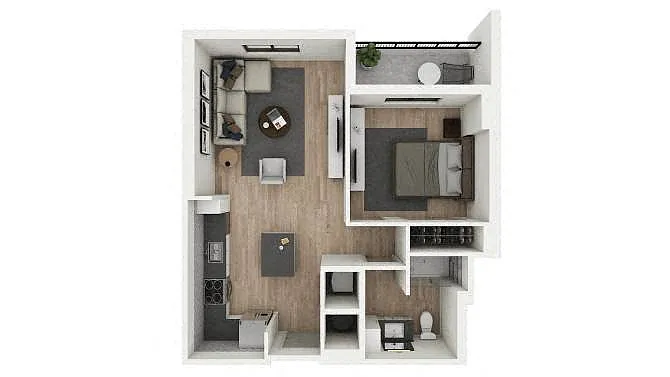 Floor plan 1 Bed/1 Bath-2A2