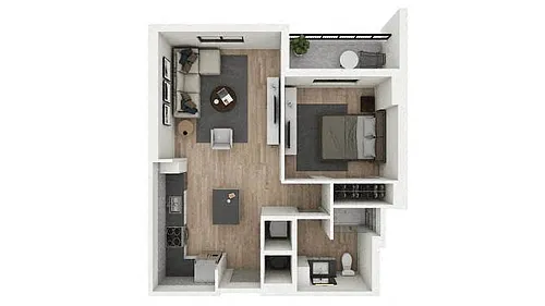 Floor plan 1 Bed/1 Bath-2A2