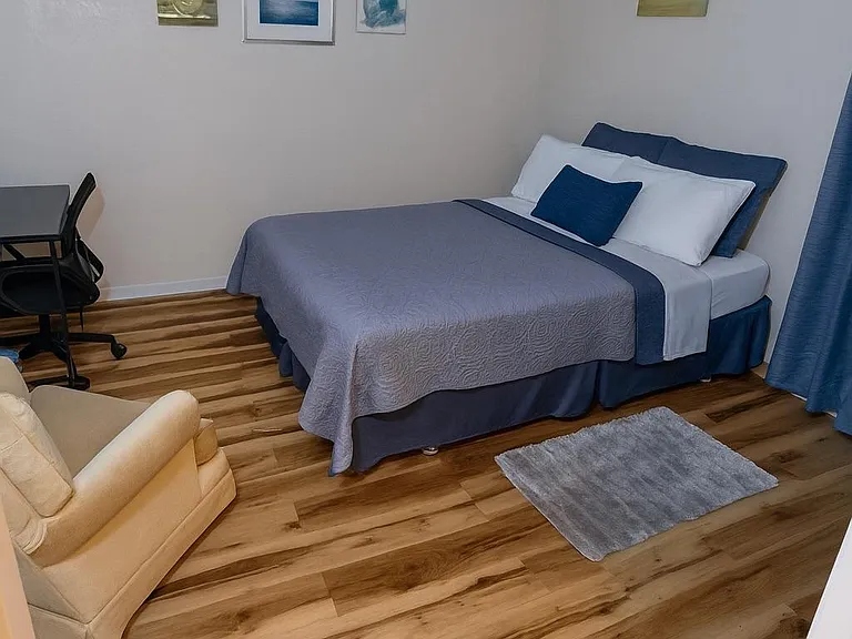 Bedding not included. Staged for Photo