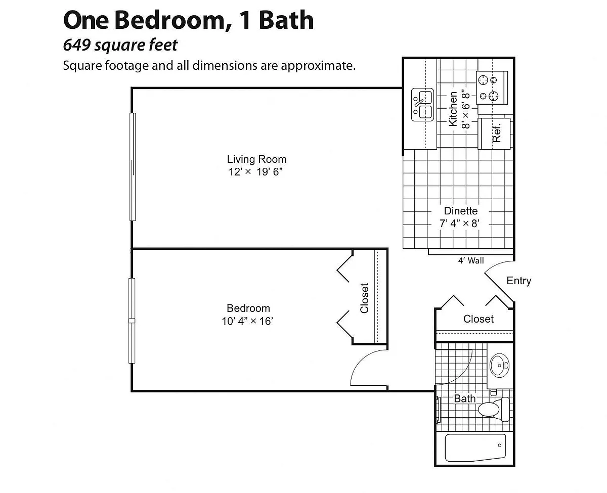 Floor plan 1 Bedroom 1 Bath