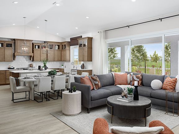 Great room with sliding door to the covered patio