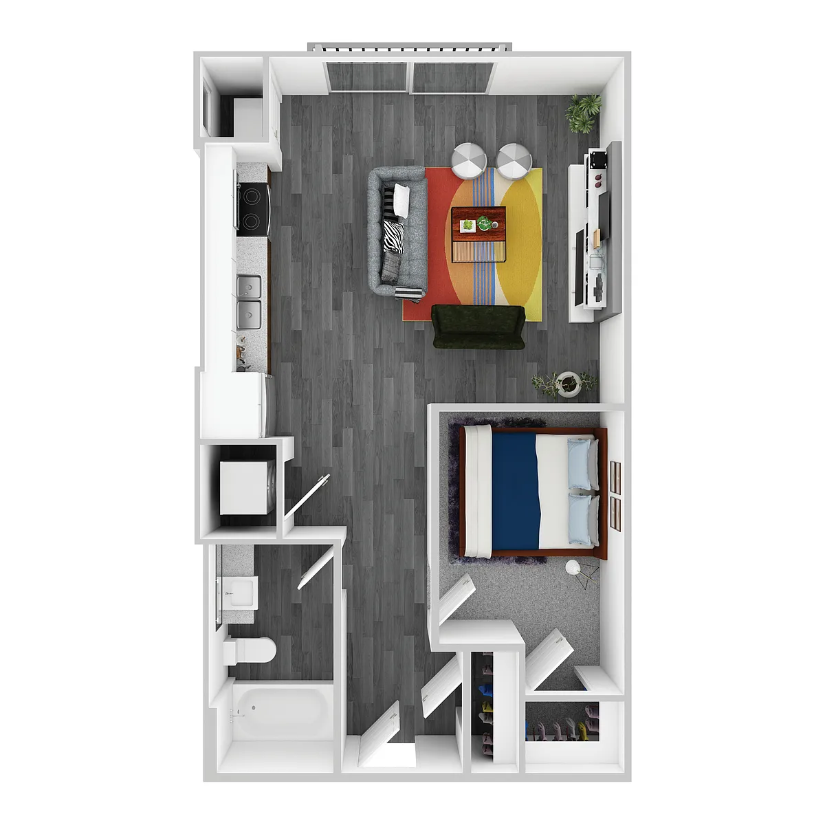 Floor plan 1 Bedroom Alcove E