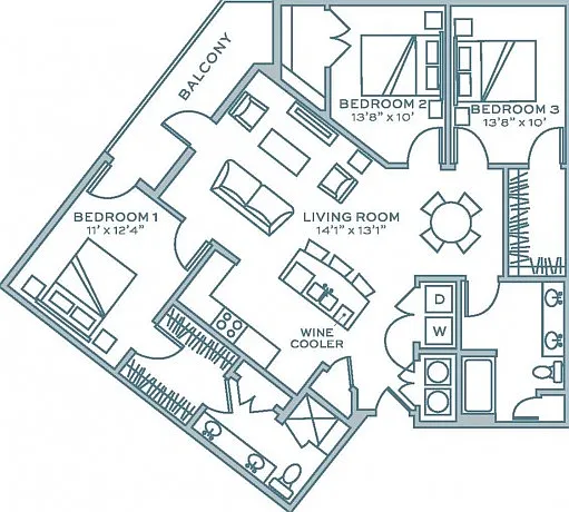 Three Bedroom Two Bath (1453 SF) Three Bedroom Two Bath (1453 SF)