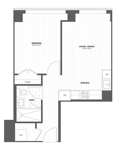 Floor plan 1 Bedroom / 1 Bathroom