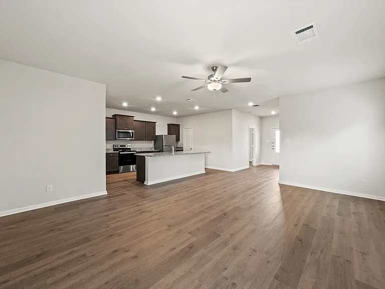 The family room sits right off of the kitchen.