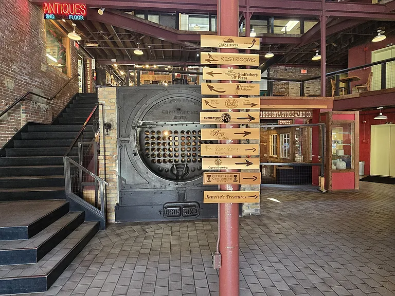 Steps inside main entrance