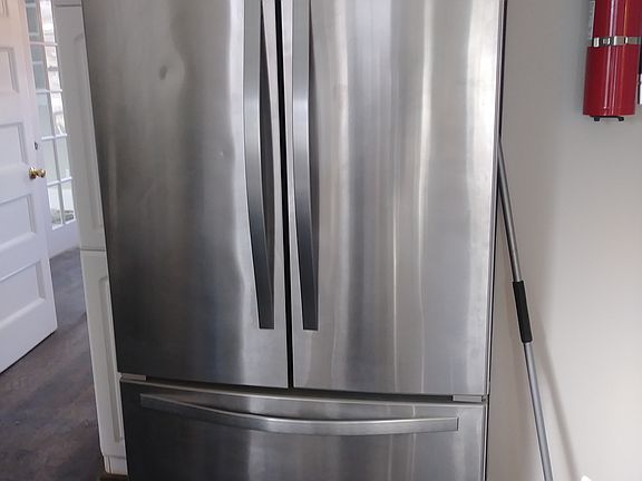 Stainless steel refrigerator.