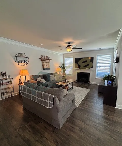 living room with gas fireplace