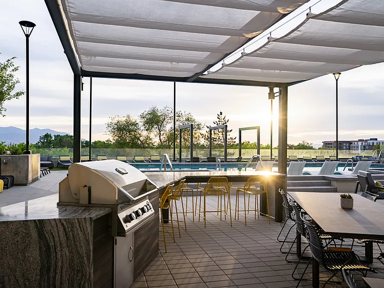 Pool Deck and Grill at Park Avenue Apartments in Sugar House