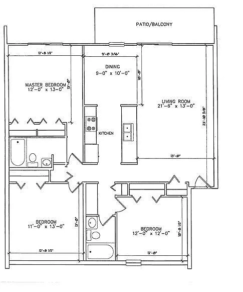 Floor plan 3 Bed 2 Bath