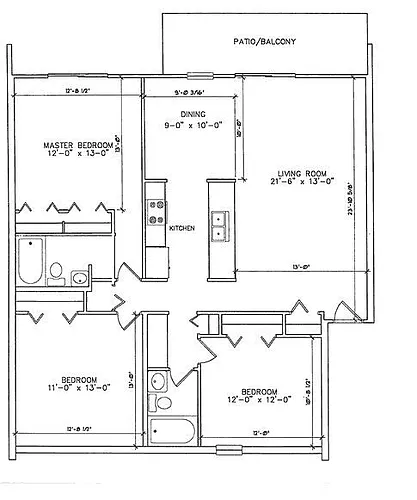 Floor plan 3 Bed 2 Bath