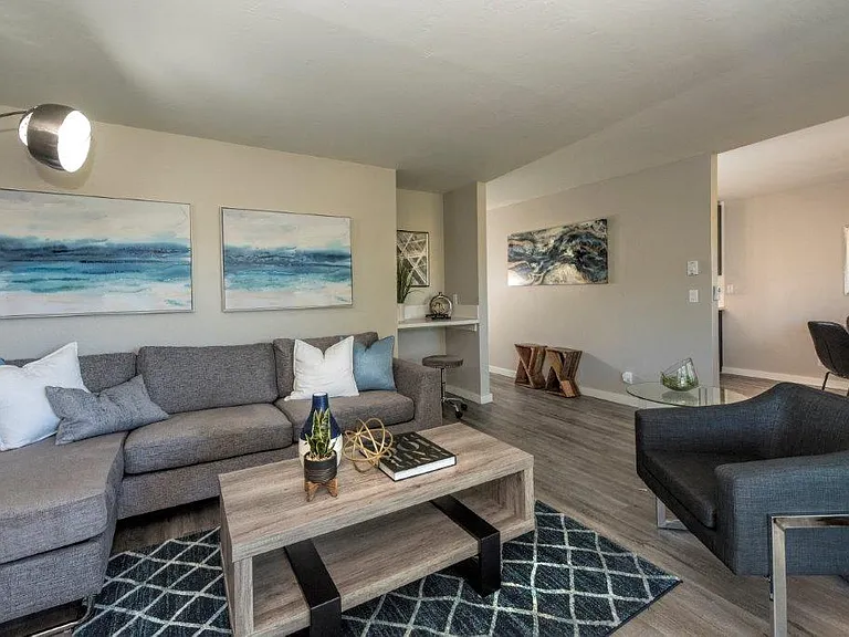 Parkside Apartments living room and couch view