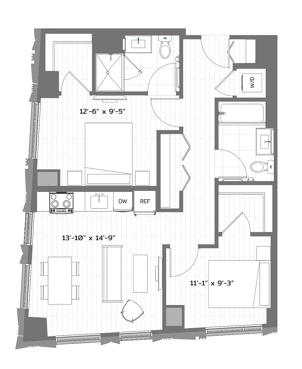 Floor plan 2 Bed/2 Bath-T-B3