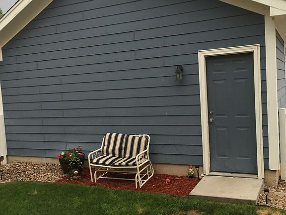 Backyard with detached garage