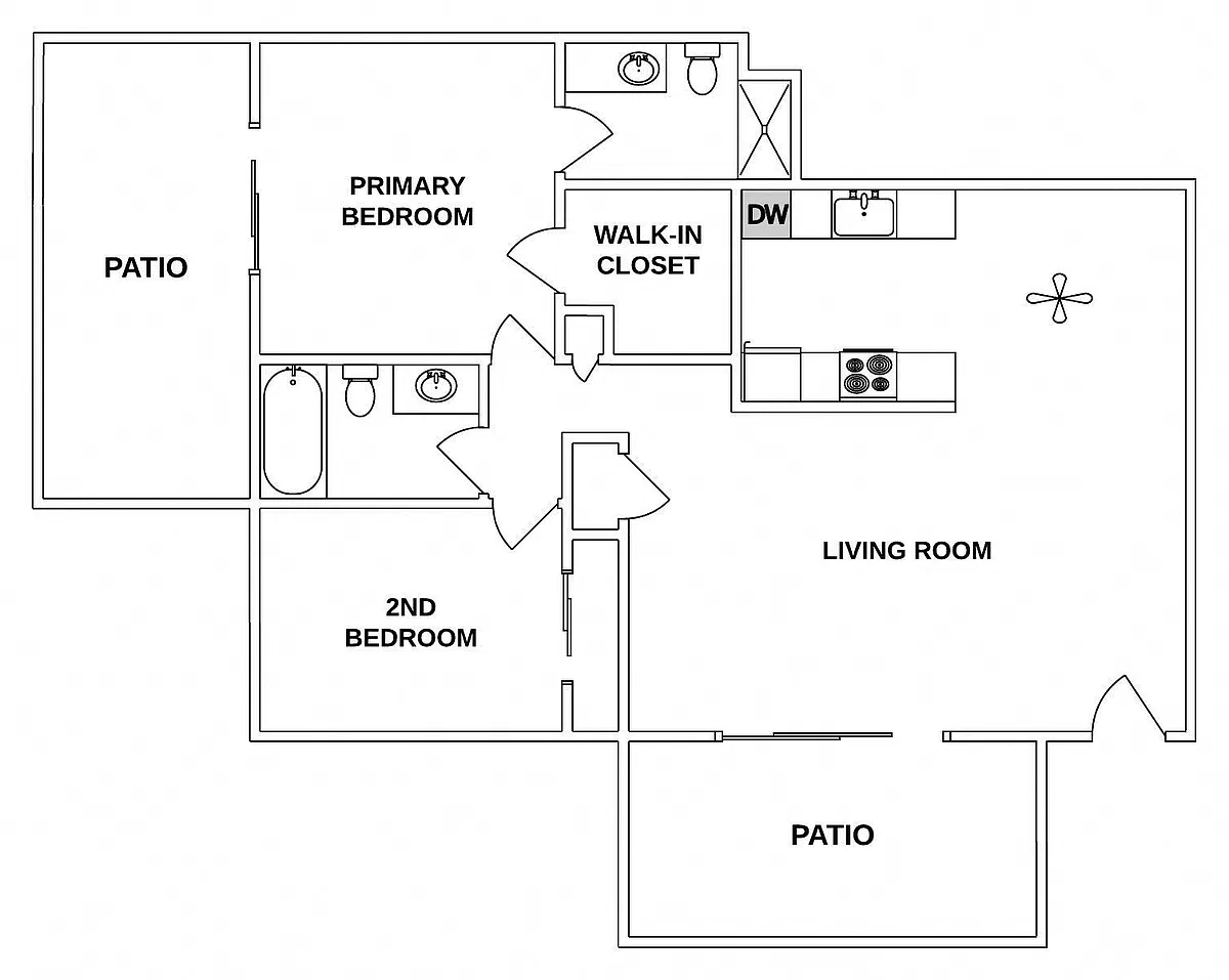 Floor plan 2 Bed / 2 Bath: Type B