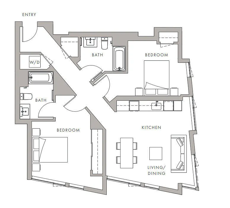 Floor plan 2BD, 2BTH B3