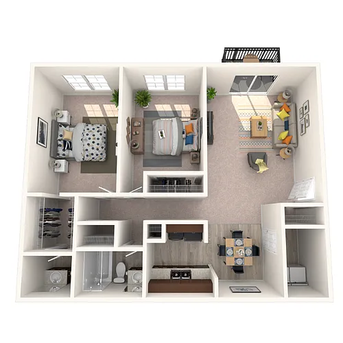 Floor plan 2 Bedroom 1.5 Bath