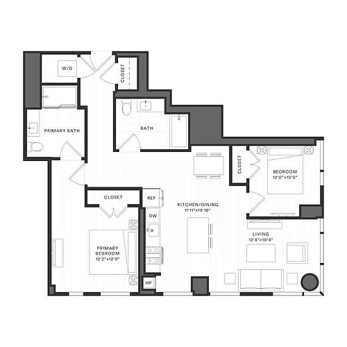 Floor plan 2 Bed/2 Bath-2C