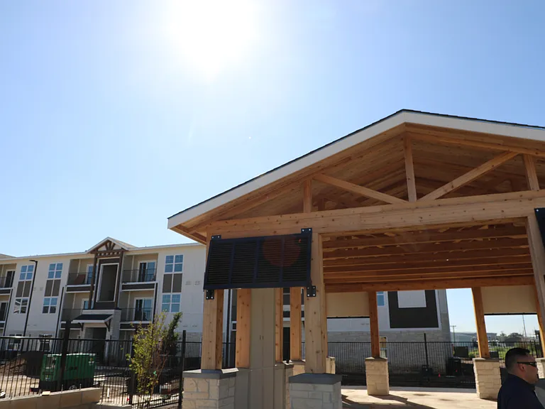 This stunning outdoor barbeque next to the pool will be great for hosting.