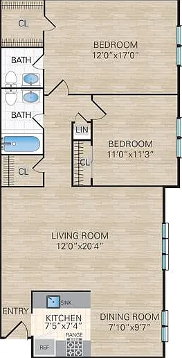 2 Bedroom, 2 Bath. 900 Sq. Ft.
