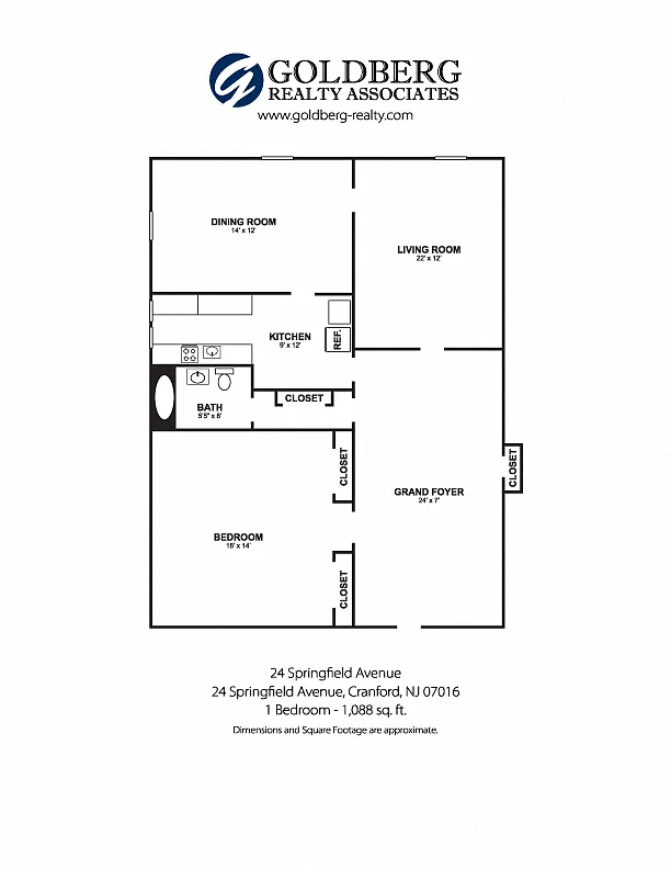 Floor plan Large One Bedroom