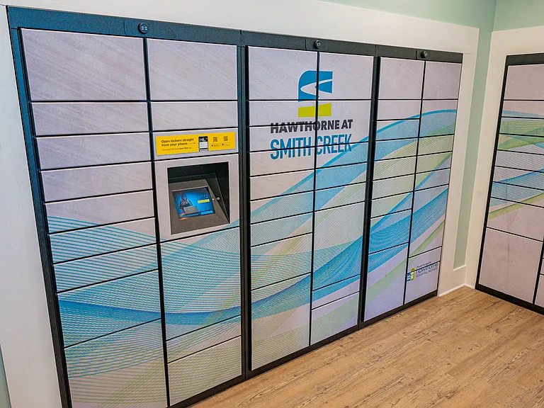Luxer Package Lockers at Hawthorne at Smith Creek in Wilmington, NC