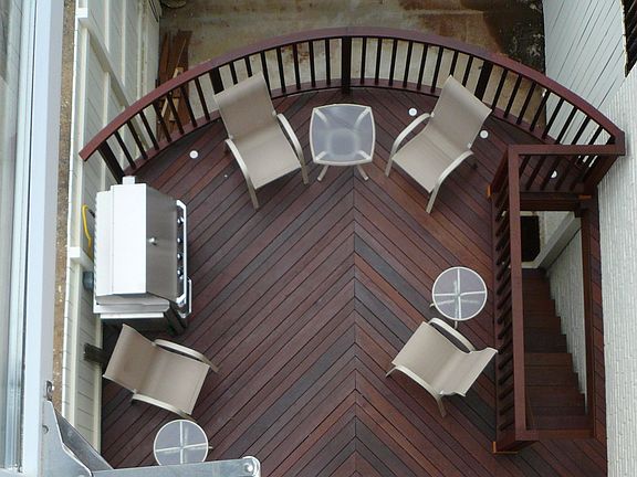overhead view of rear deck off family room