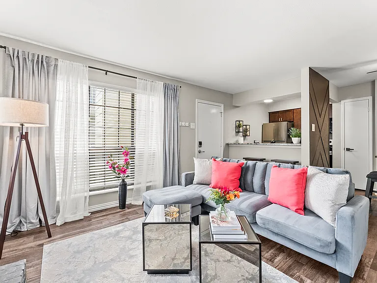 Cozy and bright. Comfy couch, professionally designed space