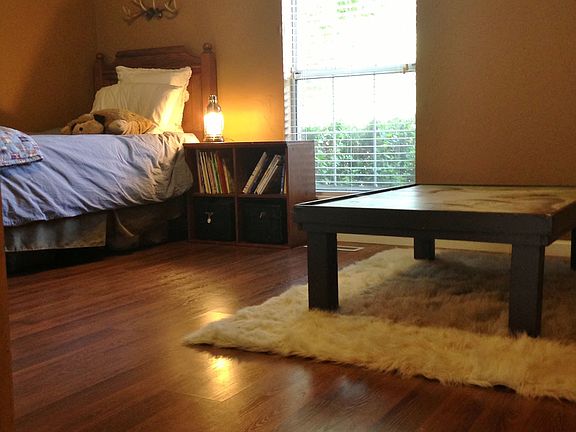 1 of 2 bedrooms with wood floors