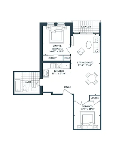 Floor plan 2 Bedroom 2 Bed 2 Bath 6