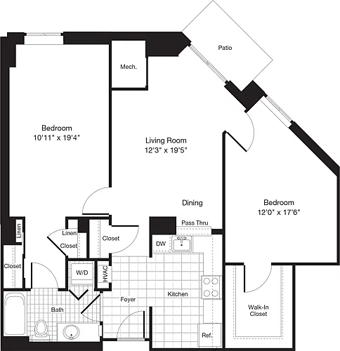 Floor plan 2 Bedrooms Y