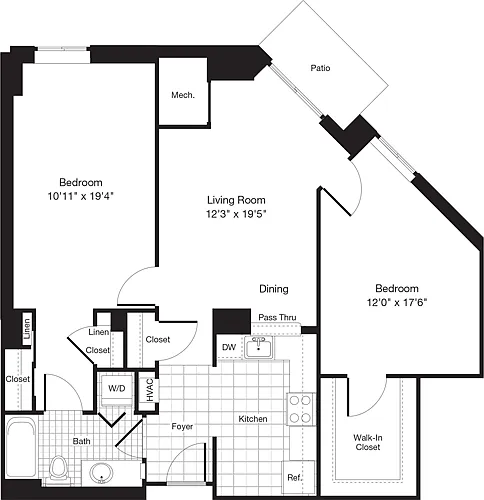 Floor plan 2 Bedrooms Y