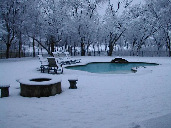 Feb 04 snow covered back yard.