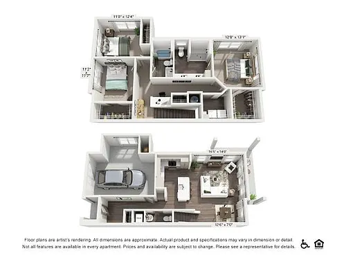 Floor plan Three-Bedroom Townhome (CTH)