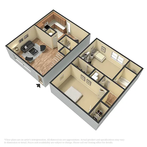 Floor plan 2 Bedroom Townhome