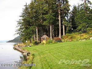 Waterfront lawn and gazebo.