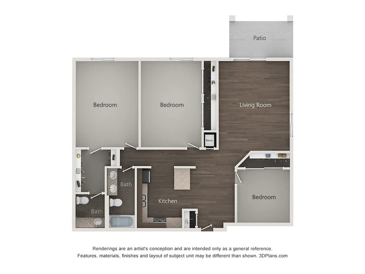 Floor plan 3x1.5B - Greens