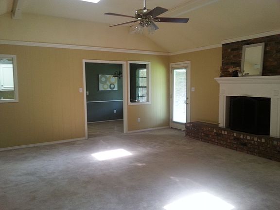 Fireplace, vaulted ceiling
