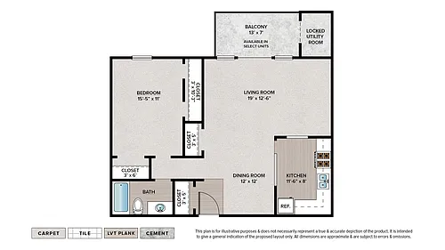 Floor plan 1 Bedroom 1 Bath Signature