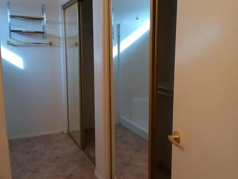 Master Bathroom, two closets , large shower , toilet,single sink