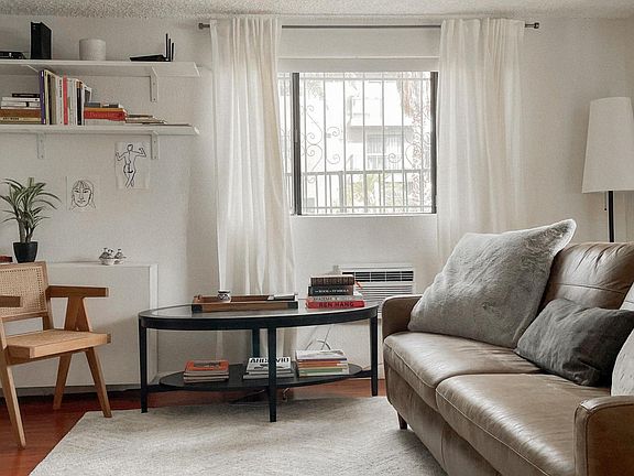 Living room with LED lamp (with customizable colors) and window AC