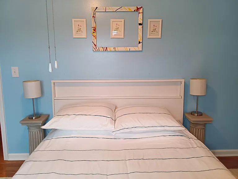 Spare bedroom -- full bed with north view of the Maumee River
