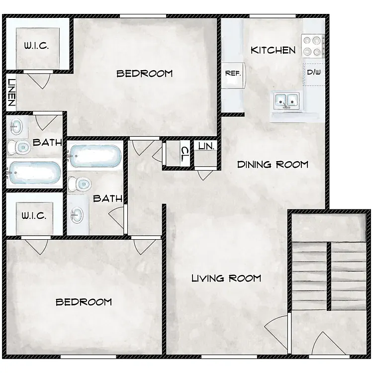 Floor plan Two Bedroom - Two Bath