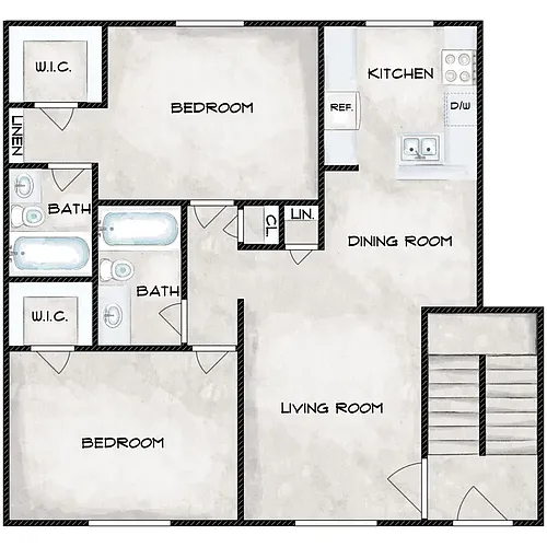 Floor plan Two Bedroom - Two Bath