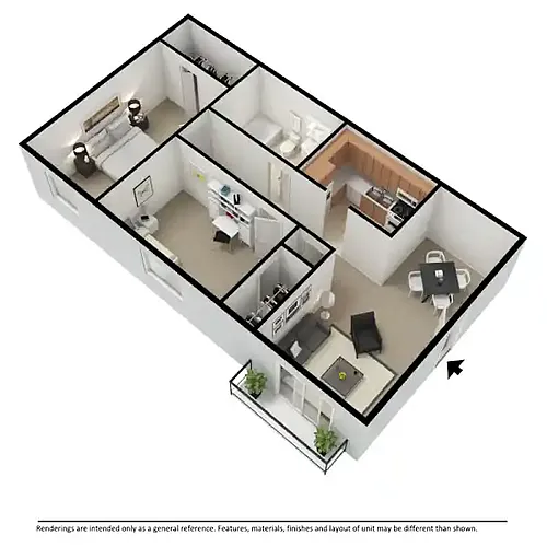 Floor plan 2 Bd 1 Ba