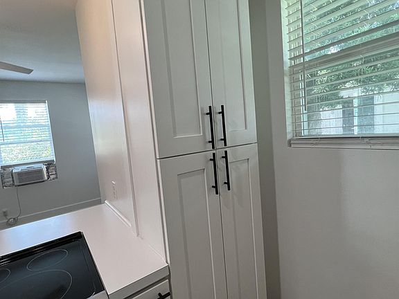 Kitchen has large, floor to ceiling pantry for storage.