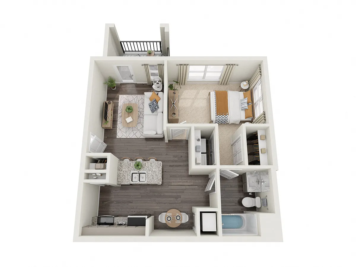 Floor plan 1 Bedroom A3 - Jr. End